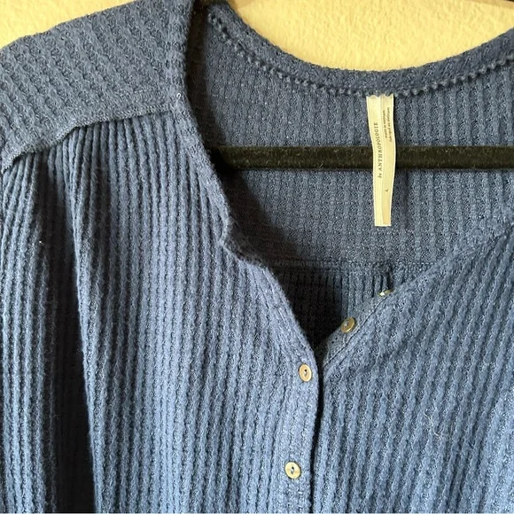 Anthropologie Blue Waffle Knit Longsleeve - Picture 3 of 3